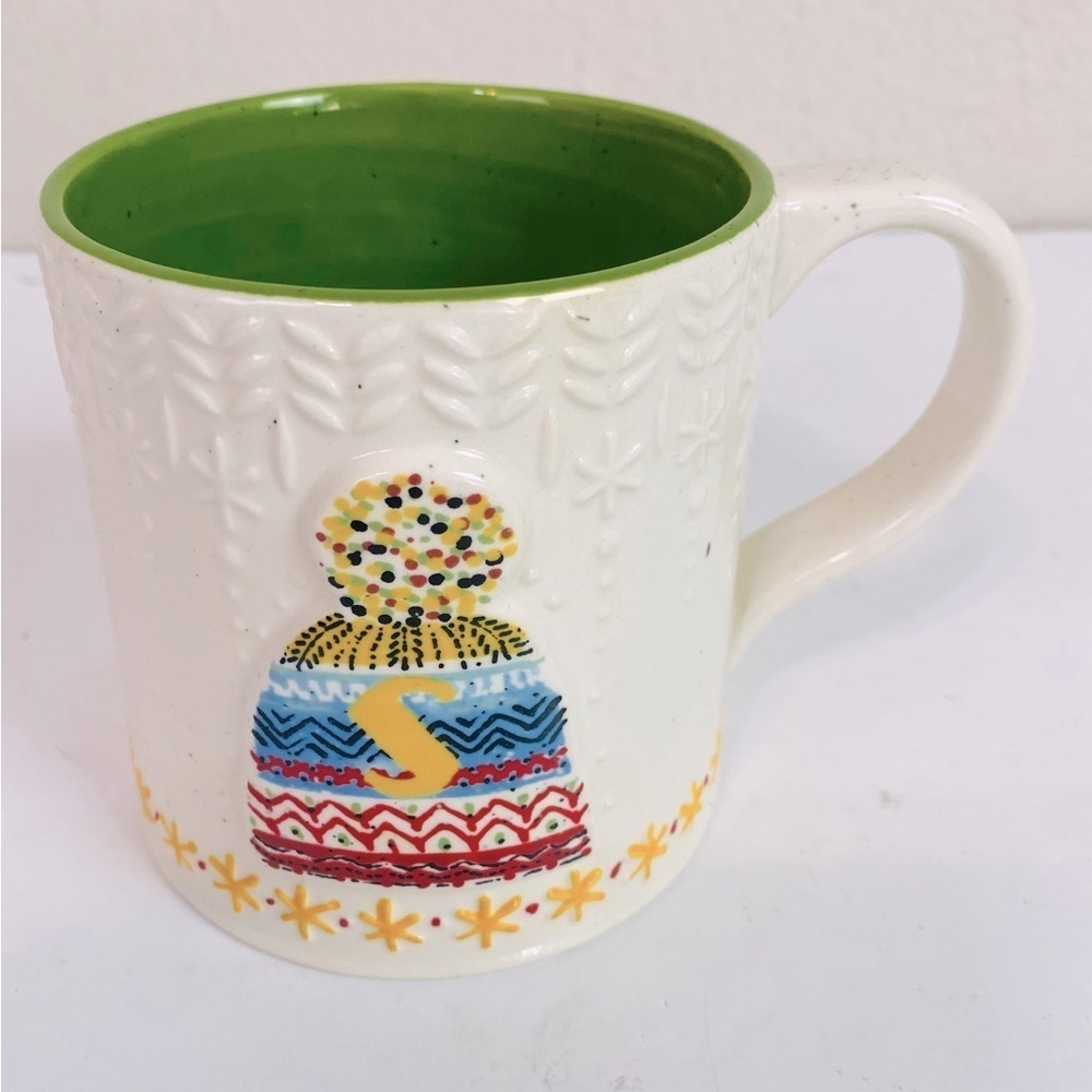 Anthropologie Bundle Up Monogram S Winter Hat Mug 14oz